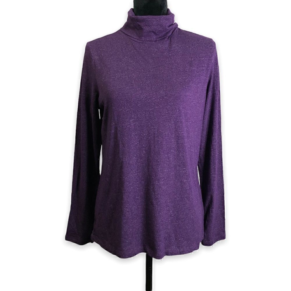Croft & Barrow Long Sleeve Turtleneck Shirt in Plum Purple with Metallic… - Picture 8 of 9